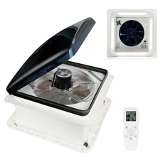 OUTPRIZE RV Roof Vent Fan 12V 14" w/ Remote, LED, 10-Speed, Rain Sensor