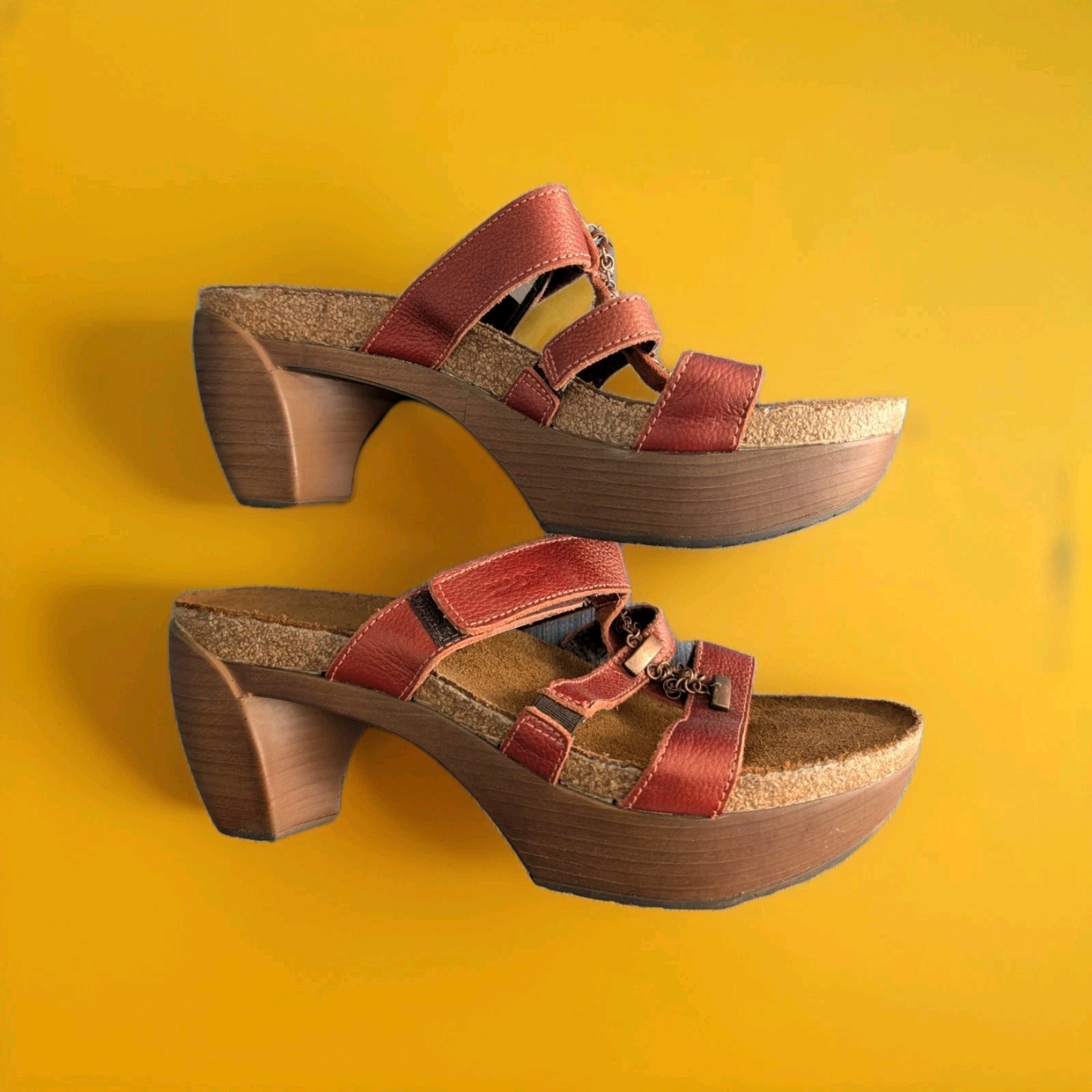Naot Women's 39 Size 8 Leather Sandals Cork Wedge Shoes 2.875