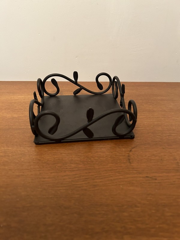 Wrought Iron Napkin Holder Metal Leaves Vine Nature