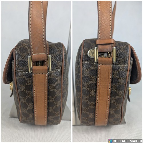 CELINE Paris Dream Logo Pochette Macadam Leather Brown Small Shoulder Bag - Picture 12 of 17
