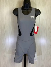 TYR Carbon Zip Back Short John Triathlon Suit, Women's Size S Gray NEW MSRP 260