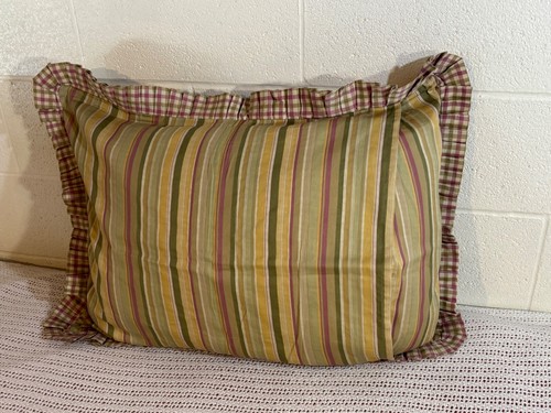Cuscino vintage Sham Cottage rose floreali Gingham plaid bordo con volant STD reversibile - Foto 8 di 17