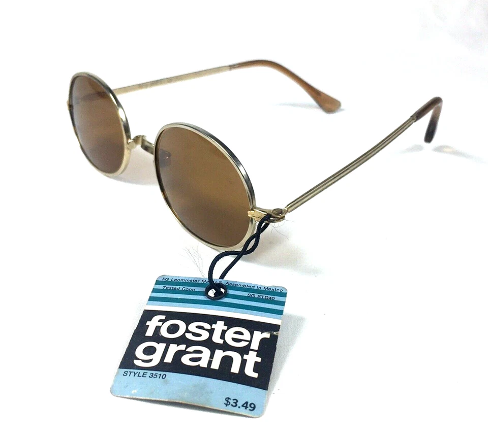 Gafas de sol vintage Foster Grant FF77 doradas ovaladas con borde de metal EE. UU. con etiquetas 12D Foto 3 de 4