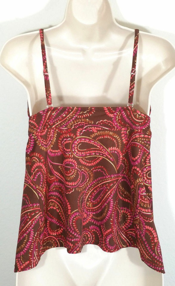 Liz Lange Maternity Medium Tankini Swimsuit Top Plunge Vneck