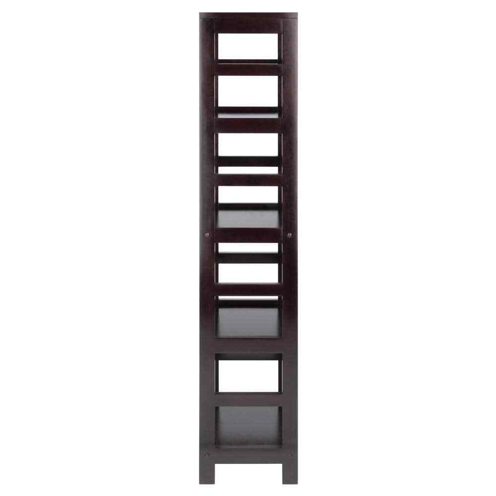 Winsome Wood Accent Bookcase 4-Tier Vertical Orientation Espresso Open Back