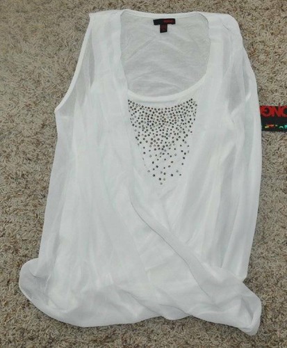Damenbluse halbtransparent Jr Mädchen Bongo elfenbeinfarben Surplice Tanktop Shirt $ 42-Größe L - Bild 2 von 5