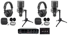 Rockville R-TRACK 2x2 2-Person Podcast Kit w/RCM PRO Microphone Stand Headphones