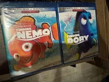 Disney Pixar Finding Nemo & Finding Dory (Blu Ray / DVD) 2 Movie Bundle