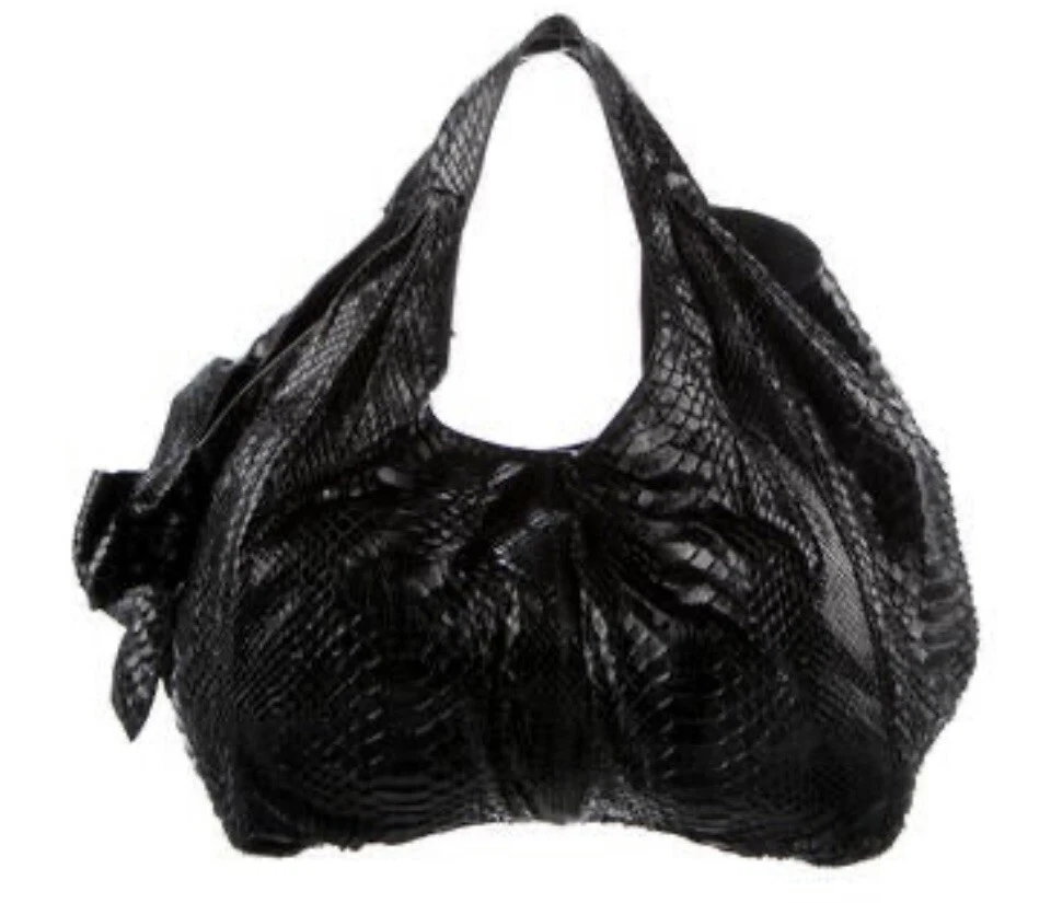 Shop Nancy Gonzalez Caroline Rose Cut-Out Crocodile Leather Top-Handle Bag