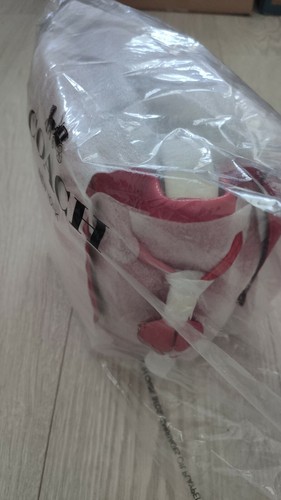 Neu mit Etikett $ 350 Coach Kordelzug Umhängetasche BLÄTENTASCHE KIESEL LEATHE hellrot F57543 - Bild 4 von 6