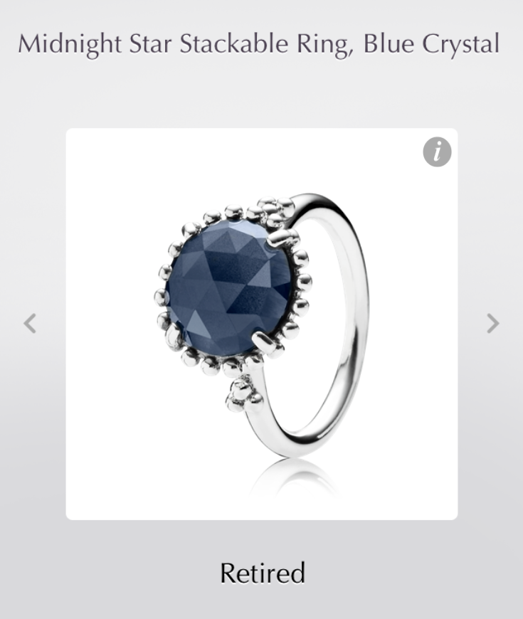 MIDNIGHT STAR Blue Crystal Ring with PANDORA Pouch Size