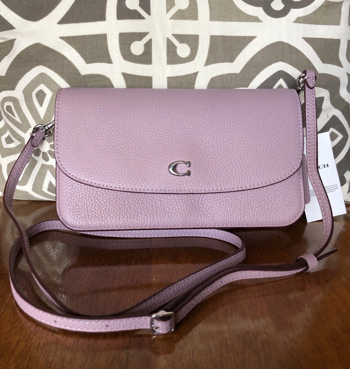 Frittura a tracolla Hayden Coach nuova con etichette in pelle ciottoli C4815 viola sbiadito