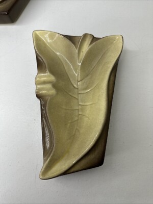 Vintage Ashtrays Set Leaf Mid Century Modern Ceramic 1950s 1960s