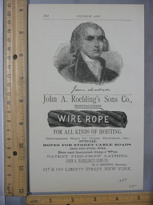 Rare Original Antique 1889 James Madison Roebling's Sons Advertising Art Print