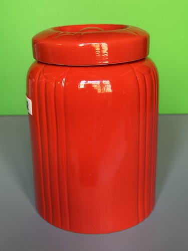 Vintage Hall China 2qt Canister RADIANCE - Chinese Red~Art Deco~Hard To Find - Picture 3 of 15