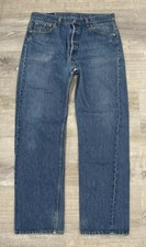 Vintage Levis 501 Button Fly Indigo Denim Jeans R Bar 34x31 Small e Made in USA