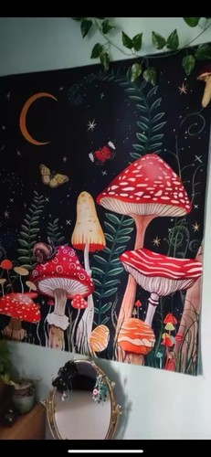 Mushroom Bohemian Night Floral Tapestry Wall Decor - Picture 3 of 5