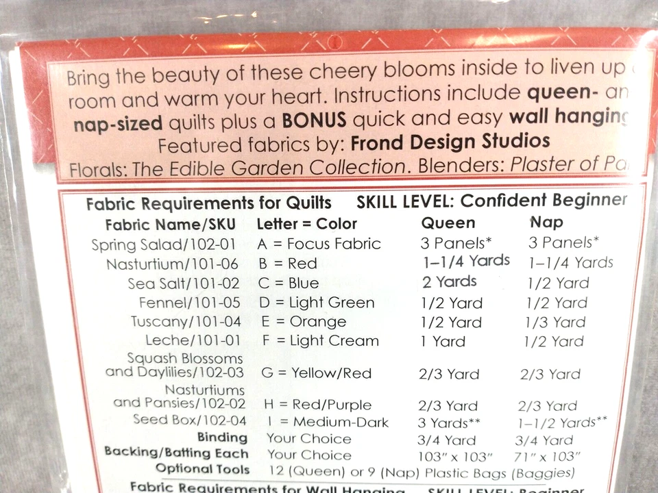 "Garden View" Quilted Bontanical Objets d'Art Quilt Pattern Only Pieced Panels - Image 3 of 4