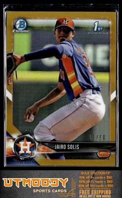 2018 Bowman Chrome BCP232 Jairo Solis Gold Refractor Houston Astros #/50