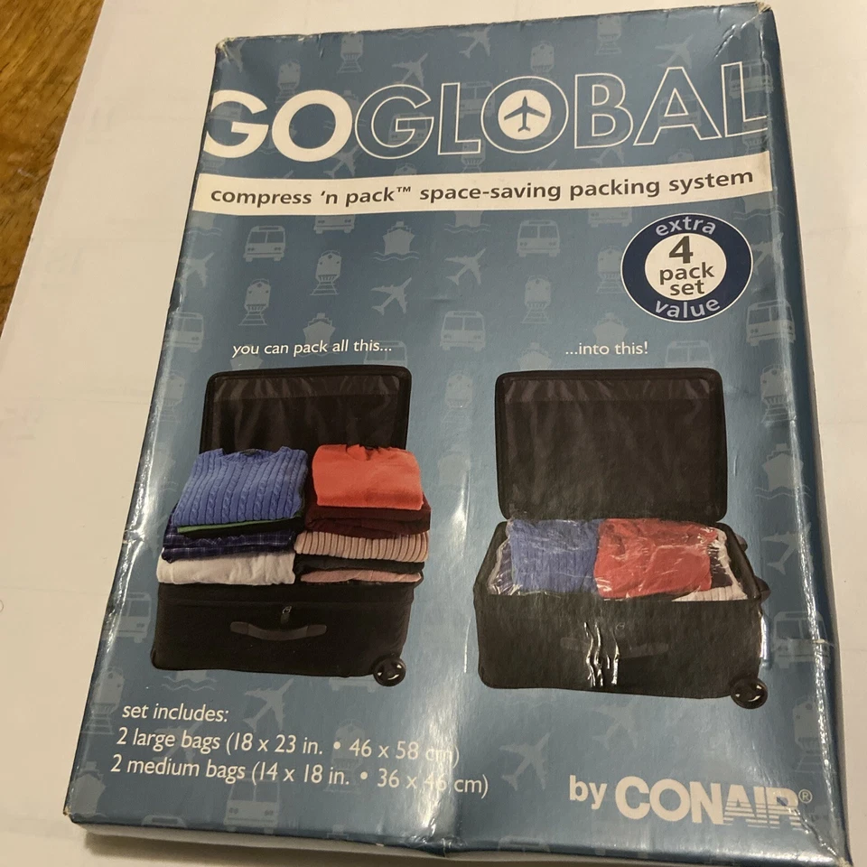 GoGlobal Compress N Pack Ahorro de Espacio (4) Pack Set Valor-2 Bolsas Grandes 2 Medianas B Foto 2 de 4