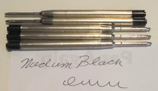5 TERZETTI BLACK BALLPOINT REFILLS-MEDIUM - fit PARKER pen- METAL BODY+free PEN