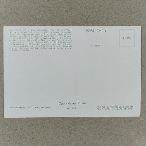 New Zealand Postcard, Auckland Mission Bay Fountain Davis Night Vintage. A22 - Picture 2 of 2