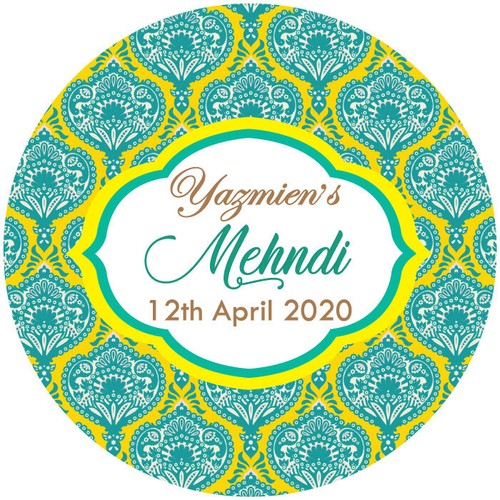 Glossy Personalised Glossy Wedding MEHNDI DHOLKI HENNA MAYUN Stickers Labels - Picture 6 of 14