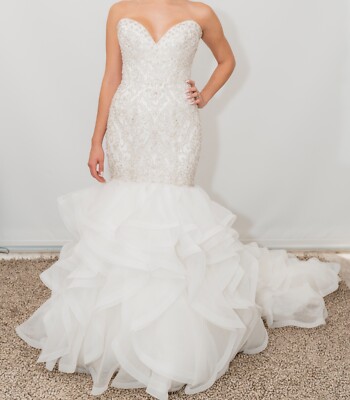 Wedding dress mermaid Swarovski Crystals Big Tail Unique Size 3,4,6  Beautiful | eBay
