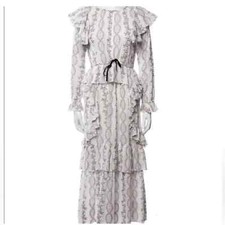 NWT Rare print LOVESHACKFANCY White lilac floral ruffle Sonia Maxi Dress sz M