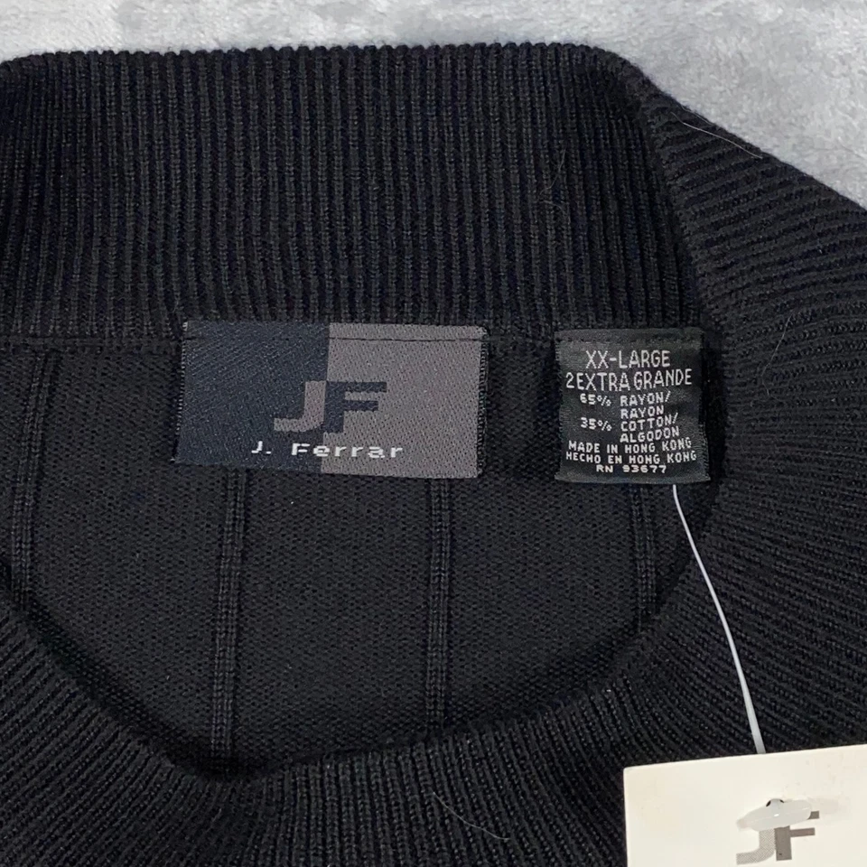 Nuevo con etiquetas J.Ferrar Hombres XXL Pullover Cuello Redondo Suéter Negro Foto 3 de 4
