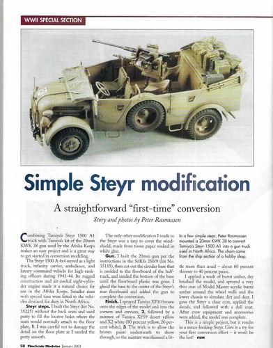 Fine Scale Modeler Jan.03 Bf 109E USS Texas Tiger Tamiya Bf 109E-4 Anzio Annie - Picture 14 of 15