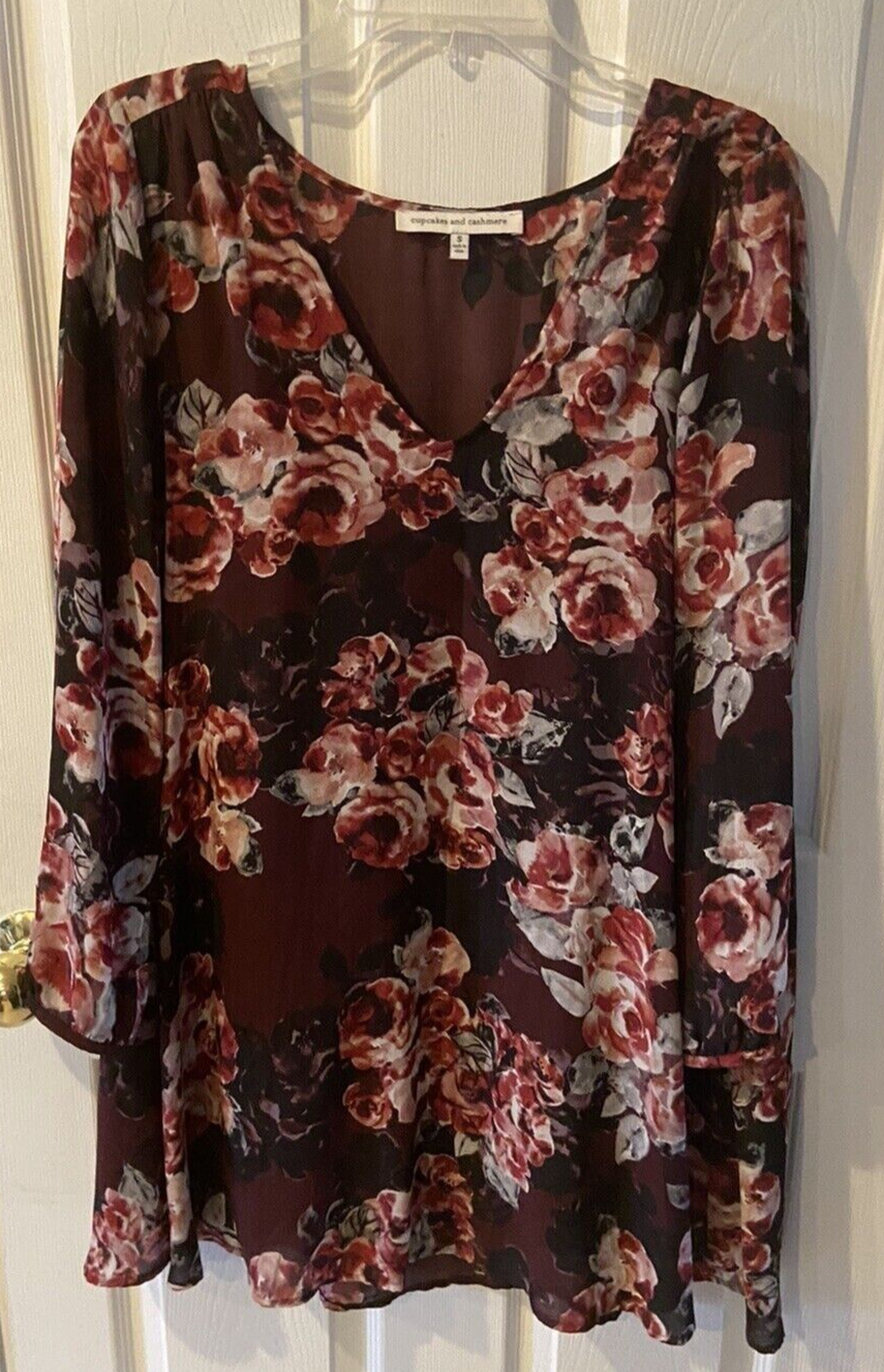 Cupcakes & Cashmere Dress Womens Sz S Jimmy Sheath Floral Baby Doll