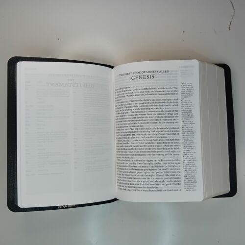 NKJV Bible Clarion Reference Black Calf Split Leather single-column present - Picture 10 of 20