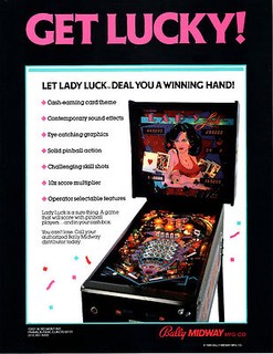 LADY LUCK Original PROMO Pinball Flyer BALLY 1986 Brochure Ad Slick POKER CARDS