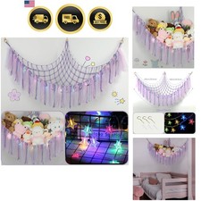 Stuffed Animal Hammock Storage Net with LED Lights for Kids Room 59 Inch