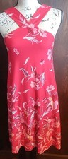 Loft Swing Trapeze Loose Halter Dress Womens XS Sundress floral red pink stretch