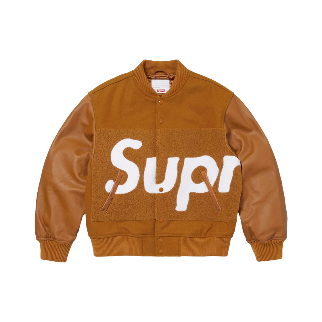 Veste universitaire chenille supreme grand logo moutarde   24SS