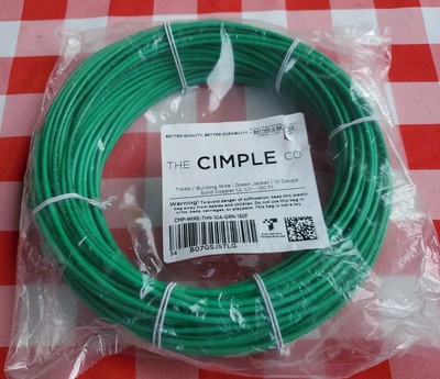 THHN / Building Wire - Green Jacket - 10 Gauge Solid Copper UL UV - 150 Ft