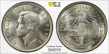 New Zealand, 1940 George VI Half Crown. PCGS MS 63.