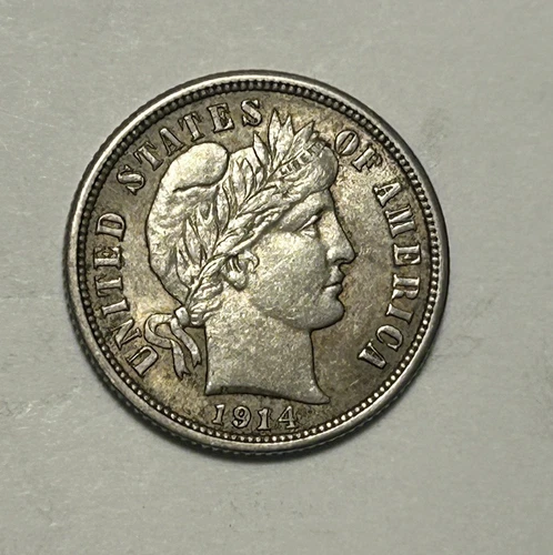 1914 BARBER DIME AU