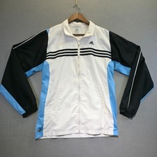 Vintage Adidas Men's White,Black Blue Full Zip Track Jacket Size Small