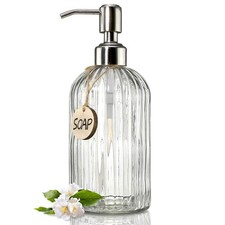 18 Oz Clear Glass Soap Dispenser with Rust Proof Stainless Steel Pump