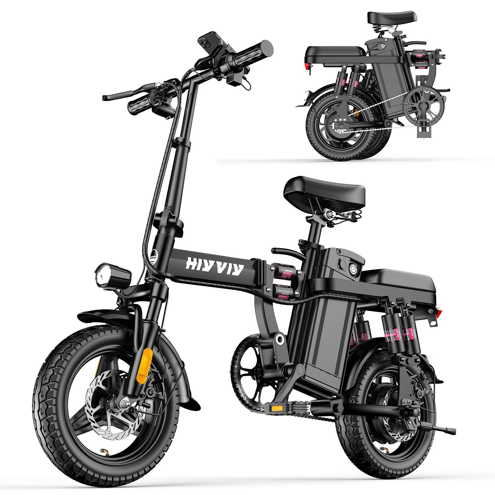 14" Folding Electric Bike for Adults Teens, 700W 48V 10AH , Commuter City Ebike 