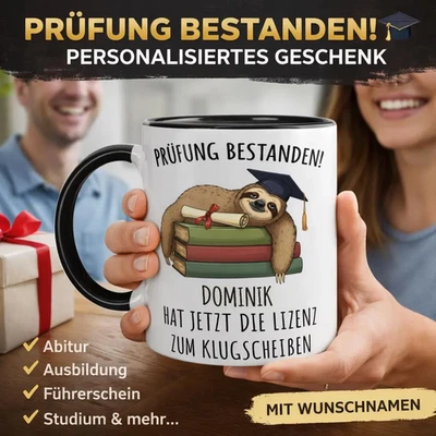 Personalisierte Tasse Prüfung bestanden mit Name – Geschenk Abitur, Ausbildung, - Bild 1 von 4