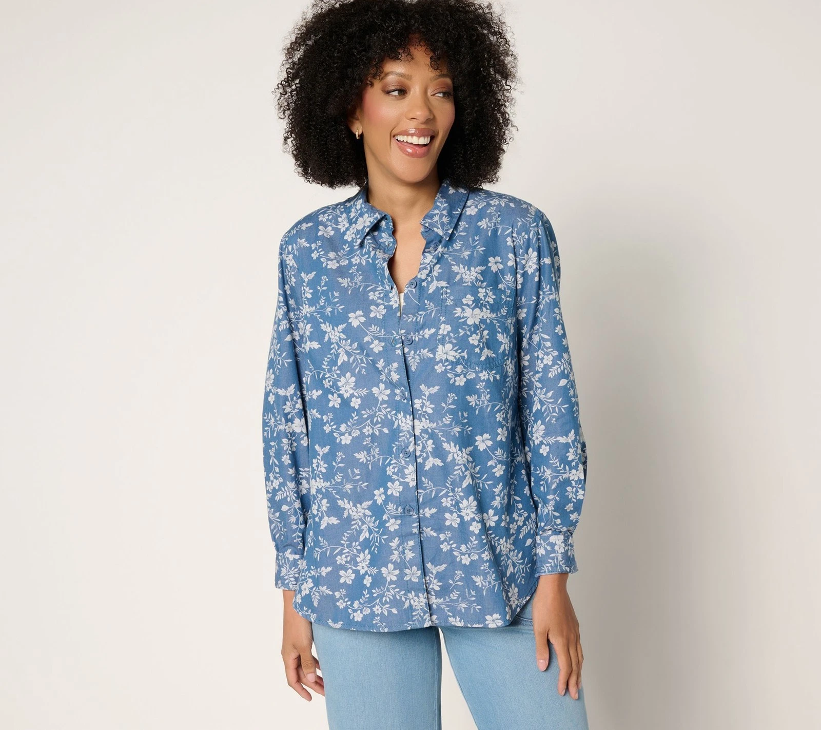Joan Rivers Classics Collection Women's Top Plus Sz 2X Cotton Blue A688997