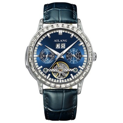 AILANG Men's Luminous Diamond Calendar Tourbillon Automatic Mechanical Watch