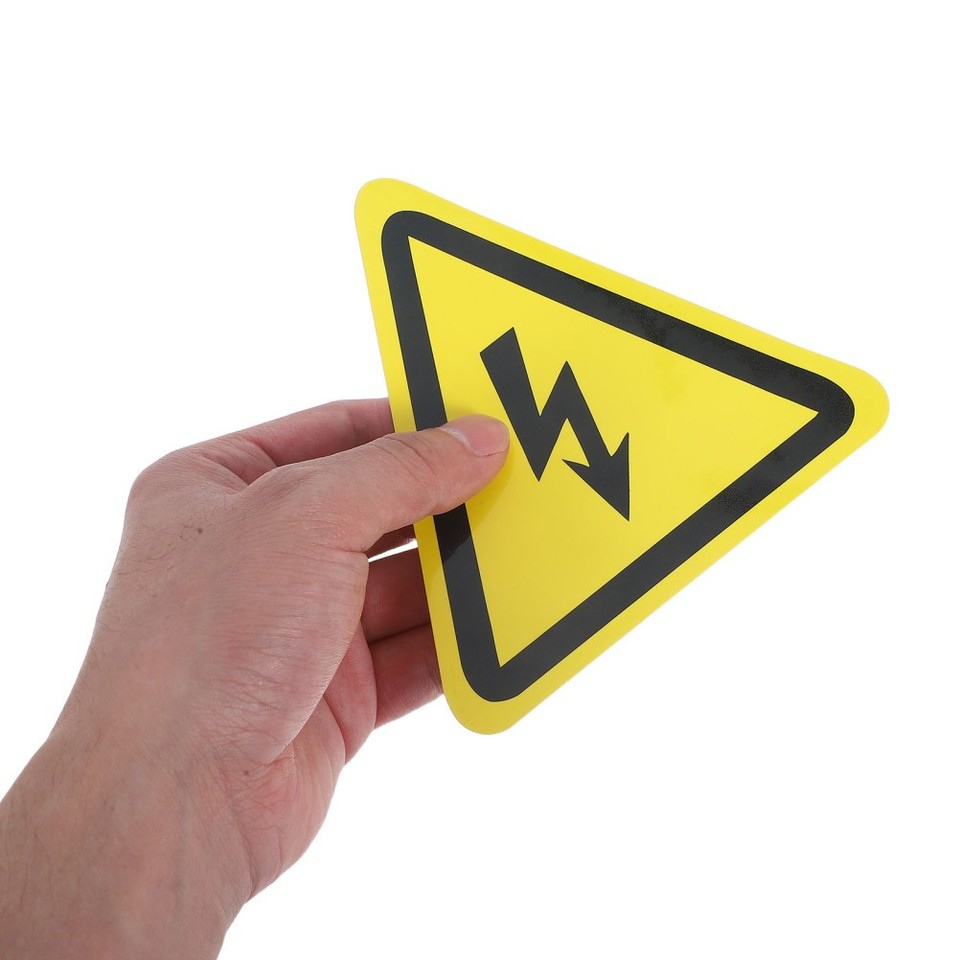 Triangular Caution Sticker High Voltage Safety Warning Stickers 4Pcs Durable PVC Triangle Signs ...