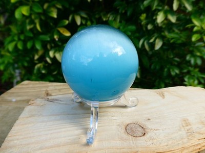 Große 48 mm Türkis Blau Ombre Farbe Faux Katzenauge Glaskugel + Ständer 155 g
