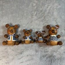 Vintage Wooden Bear Family Hand Painted Farmhouse Country