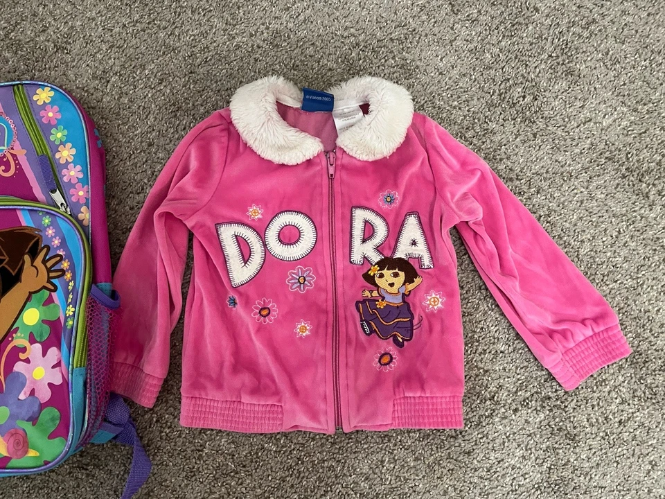 Abrigo Chaqueta 2/3T y Mochila Vintage Nickelodeon Dora The Explorer Y2K Foto 2 de 4